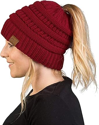 burgundy knit hat