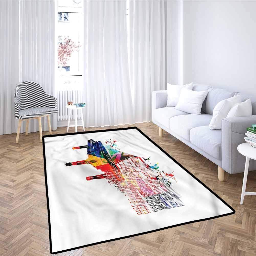 Piano Play Mat for Infants Treble Clef Notes Hummingbird Kids Baby Toddler Outdoor or Indoor Use 6'6x9'10 Feet