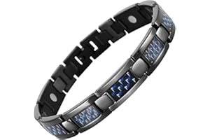 Willis Judd Mens Blue Carbon Fiber Titanium Magnetic Bracelet Adjustable