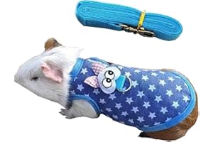 Anelekor Small Animals Clothes Hamster Warm Coat Guinea Pig Harness and Leash Set Small Pets Outfits for Mouse Rats Hedgehog Lizard and Small Breeds, Blue