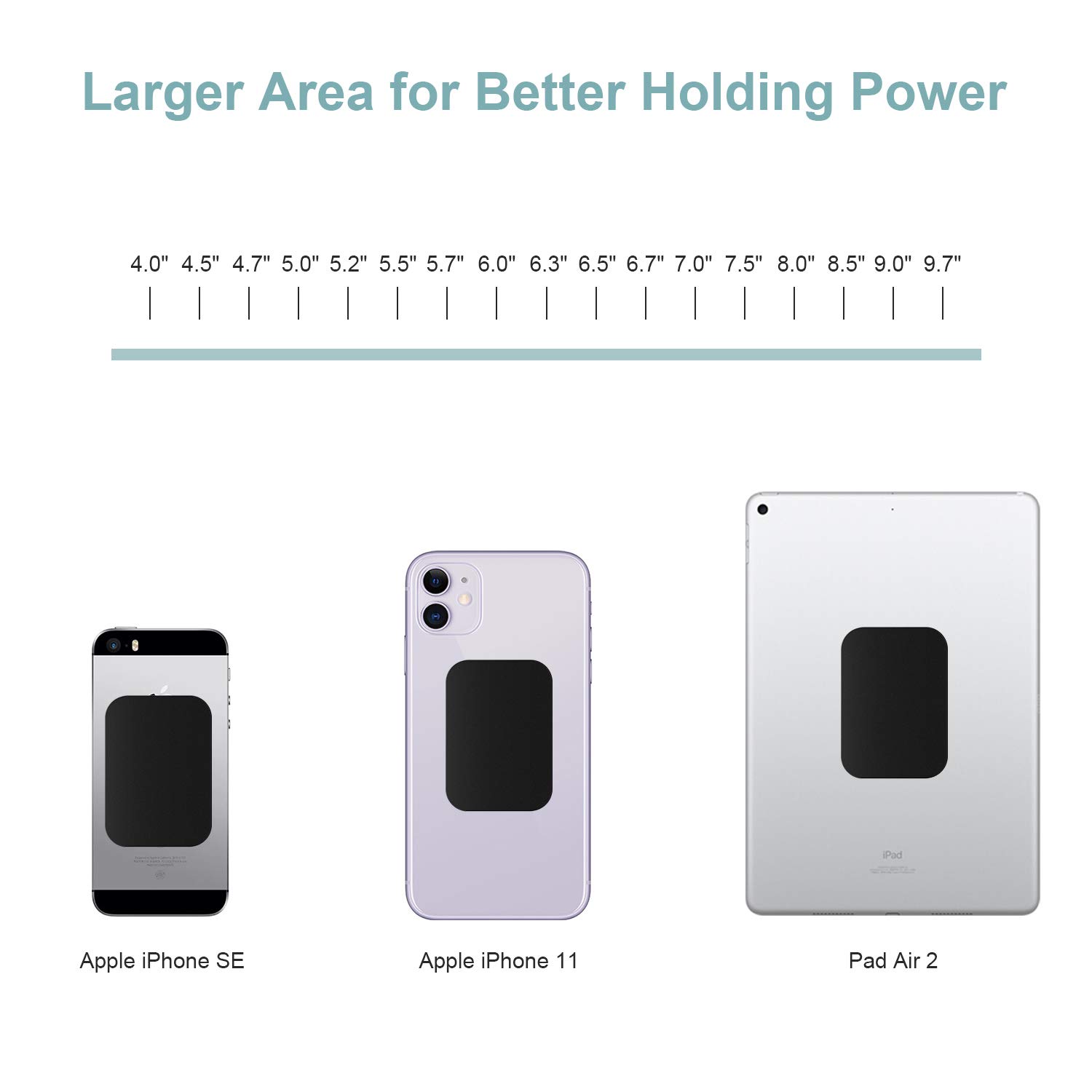 MENNYO Plaques de métal Lot de 12 pour Support téléphone Voiture magnétique, Plaque de métal Mince avec Adhésif pour Aimant de téléphone - 6 Rondes et 6 Rectangles