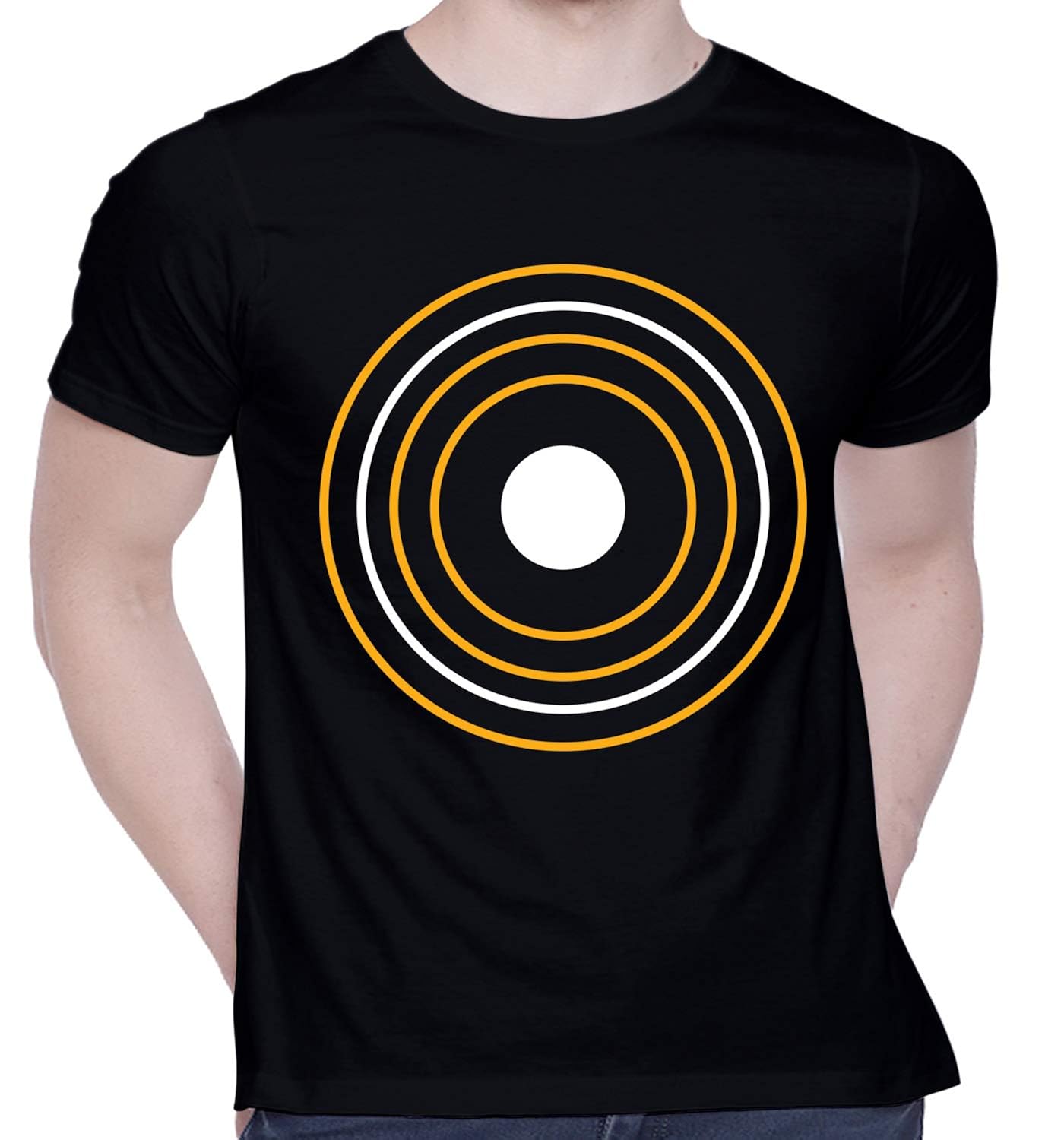 CreativiT Graphic Printed TShirt for Unisex Geometry with White and Yellow Circles Tshirt
