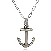 EnCharmed Sterling Silver Tiny Anchor - Hope and Safety - Nautical and Marine Themed Charm Necklace, 18"