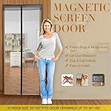Magnetic Screen Door with Mesh Curtain keeps air in and keeps Bugs & Mosquitoes Out.Toddler And Pet Friendly. Fits Door Openings up to 37