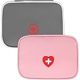 Mini First Aid Kit 2 Pack Empty Medicine Bag Cute Storage Bag for Office Travel Vehicle Beach Emergency Zipper Pouch with Mesh Pockets Small Size Survival Medical Packet Fit for Handbag Purse