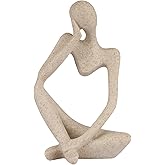 Sandstone Resin Thinker Statue Style Abstract Sculpture, Sandstone, Left | Small Statue Collectible Figurines, Modern Aesthetic Ornament for Home Office Bookshelf Desktop Coffee Table Decor
