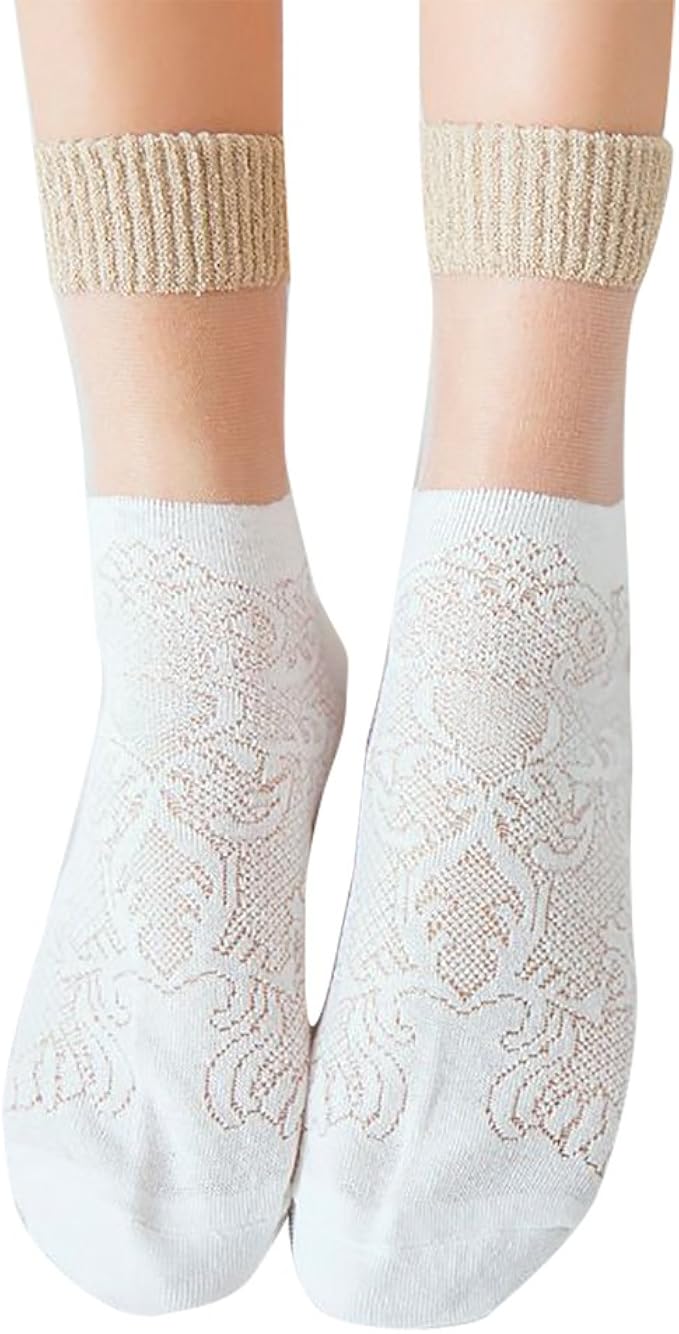 6 Pairs Women's Summer Thin Socks Ankle Transparent Elastic Short Socks