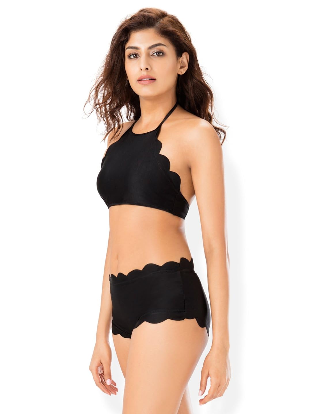 prettysecrets ruffled halter neck bikini-s