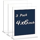 newnewshow 4x6 Inch Clear Acrylic Sign Holder, Display Stand, Plastic Card Holder for Business, Office, Retail (4x6 Inch 3 Pack)