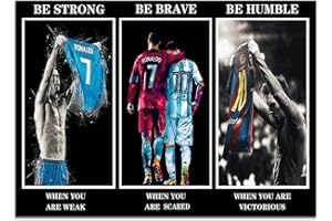 Cristiano Ronaldo Poster Be Strong Be Brave Be Humble Poster Legendary Soccer Superstar CR7 Motivational Wall Art Posters for