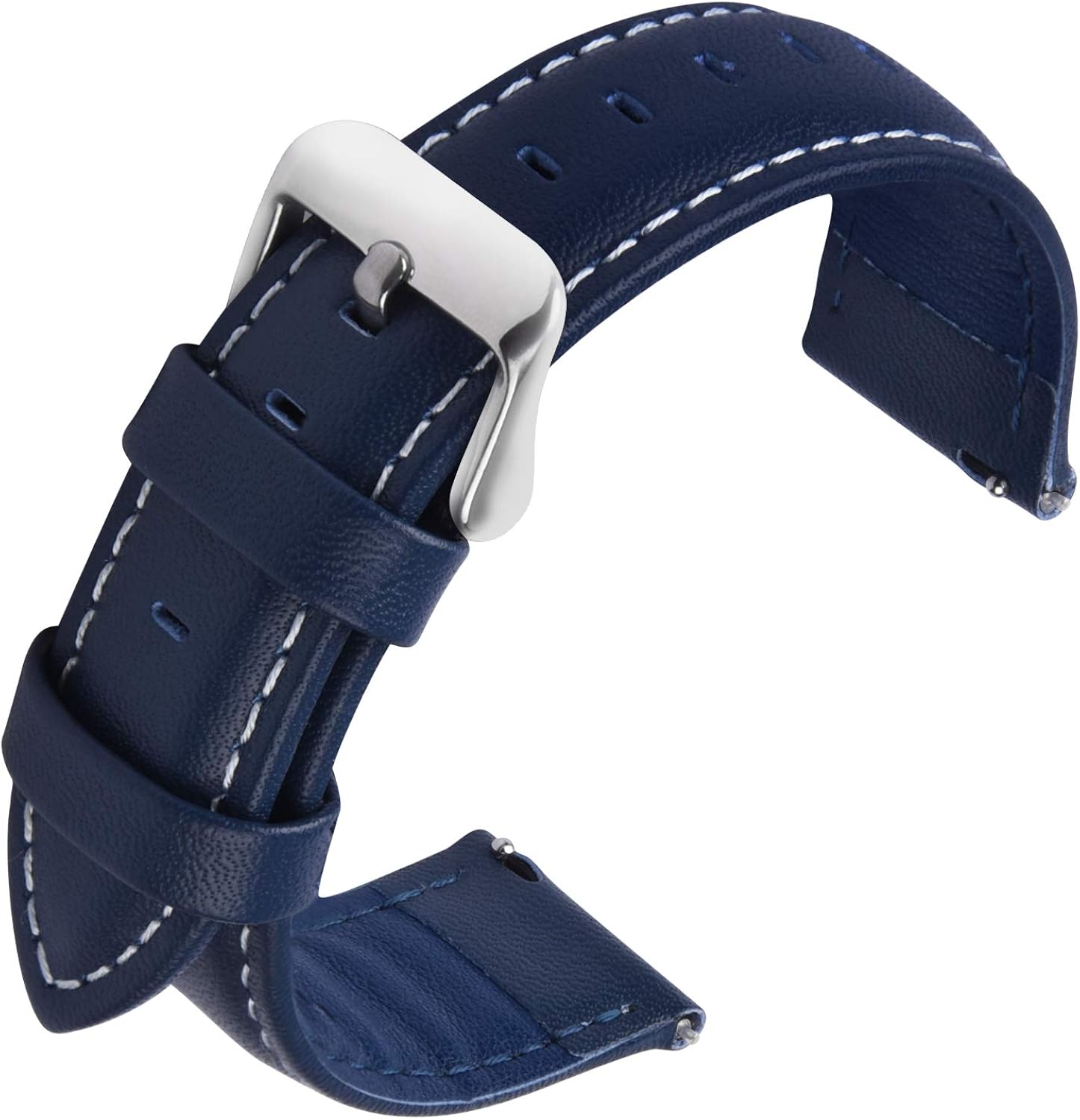Fullmosa Compatible Samsung Galaxy 46mm/Gear S3 Frontier/Classic Watch Bands, Quick Release Leather Smart Watch Band for Garmin Vivoactive 4 and Active, 22mm Watch Band, Dark blue + silver buckle | 