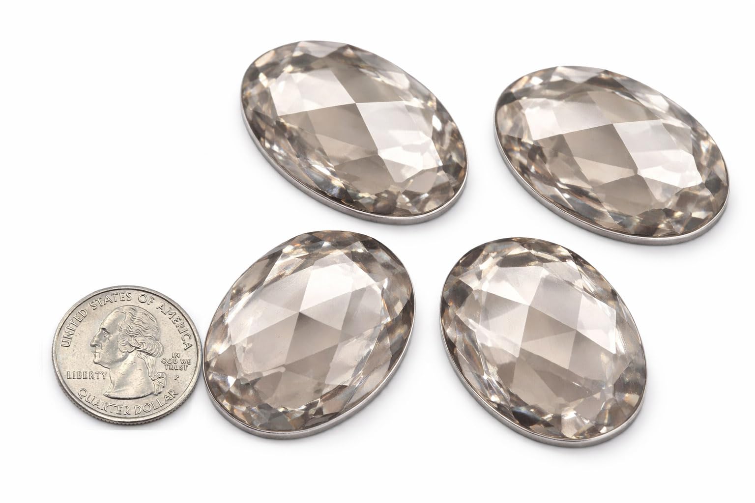 40x30mm Crystal Clear .AC Large Flat Back Oval Acrylic Rhinestones Cosplay Costume Gems Plastic Jewels Embelishments DIY Crafts Gemstones - 4 Pieces