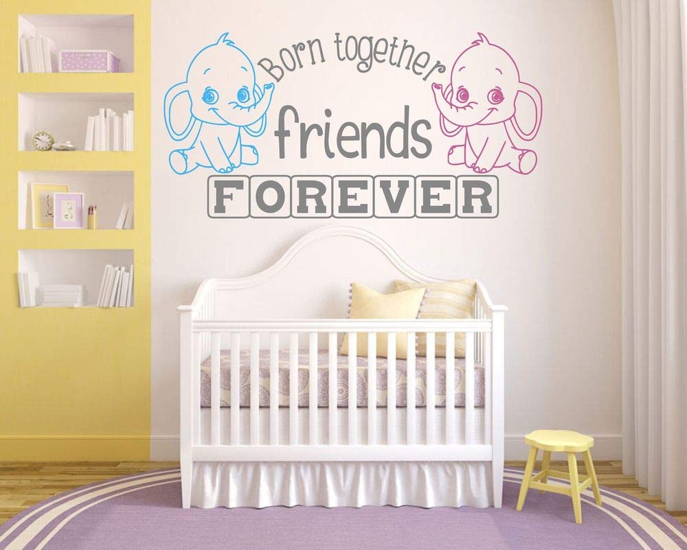 Twins, Born Together, Friends Forever, Nursery, Wall Art Decal Vinyl