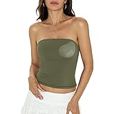 EasyGala Womens Padded Double Lined Tube Tops Non Slip Crop Strapless Bandeau Tops Sexy Going Out Tops Y2K Summer Outfit