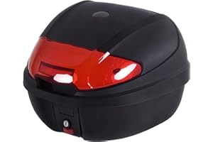 HOMCOM 30L Motorcycle Tail Box Top Case Motorbike Trunk Helmet Carrier Luggage Helmet Storage Mount Rack w/Lock