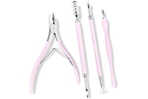 NXJ INFILILA Cuticle Remover Kit 4Pcs, Cuticle Remover Cuticle Trimmer Set Cuticle Pusher Nail Scraper Professional Pedicure Manicure Nail Tools Gift for Women Nail Tech Supplies