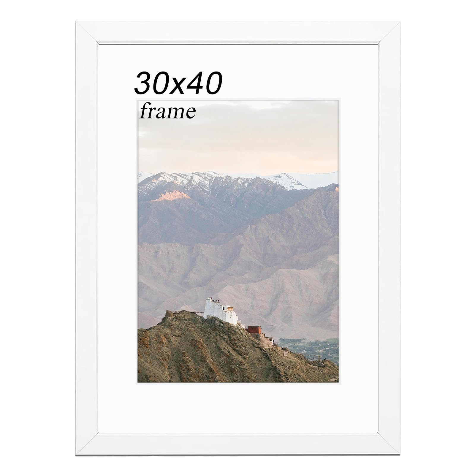 RUN HELIX Wooden 30x40 Picture Frame, ​​30 x 40cm Picture Frame​​ with Scratch Resistant​​ for Wall Display, ​​Picture Frames 30cm x 40cm with Mat and Plexiglass for Photos, Art, Certificates, White