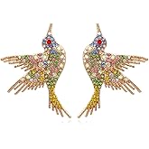 Hummingbird Earrings for Women, Cute Bird Earrings for Womens, Tropical Bird Statement Dangle Earrings Hypoallergenic, Flying Hummingbird Drop Earrings, Zinc, No Gemstone