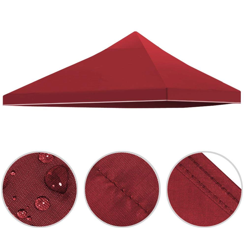 Popamazing 3x3m Garden Gazebo Top Cover Roof Replacement Sun Proof Tent Canopy Pavilion Roof Wine Red