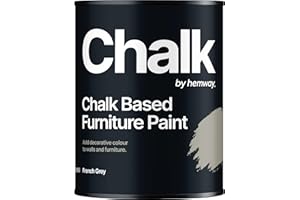 Hemway French Grey Chalk Based Furniture Paint Matt Finish Wall and Upcycle DIY Home Improvement 1L / 35oz Shabby Chic Vintage Chalky (50+ Colours Available)