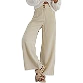 Sidefeel Corduroy Pants for Women 2025 Casual High Waisted Double Buttoned Stretchy Loose Fit Wide Leg Pants with Pockets