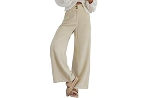 Sidefeel Corduroy Pants for Women 2025 Casual High Waisted Double Buttoned Stretchy Loose Fit Wide Leg Pants with Pockets