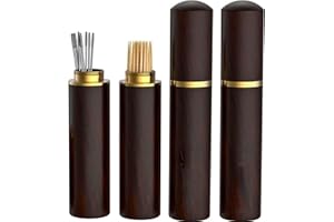 4-Pack Mini Wooden Sewing Needle Case & Toothpick Holder – Portable Compact Storage for Crafters, Travel & Home Organization