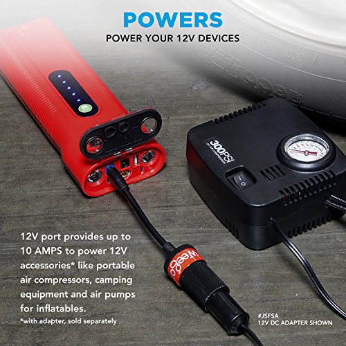 WEEGO 66 Jump Starter 2500 Peak 600 Cranking Amps High Performance Lithium Ion Power Pack Quick Charges Phones 600 Lumen LED Flashlight Water Resistant USA Designed and Engineered