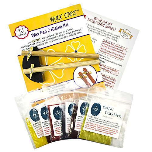2 Wooden Handle Kistka, 6 Dyes and Instructions Egg Decorating Kit