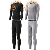 Mexholin 2 Pack Thermal Underwear Set for Kids Compression Thermals Top and Bottom Set Boys Long Johns Base Layer