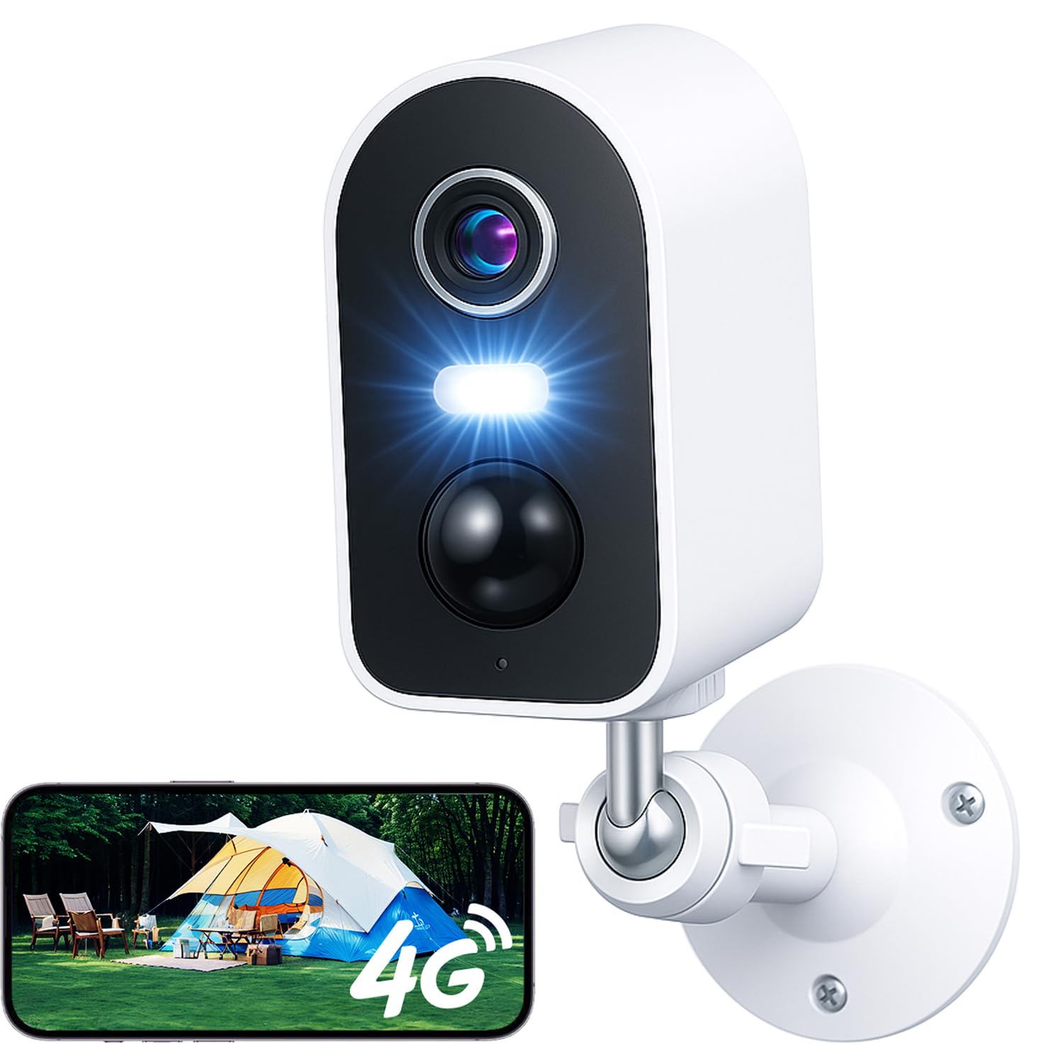 Photo 1 of KKB No WiFi Security Camera, 4G LTE Cellular Security Camera with Built-in SIM Card, 2K Wireless Indoor Outdoor Battery Cameras Without Internet, PIR Motion Detection, Color Night Vision, 2-Way Audio