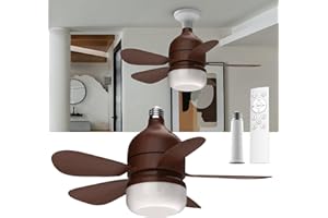 YIIZON Socket Fan Light Warm Light Ceiling Fans with Lights and Remote 1000 Lumens with Light Replacement for Light Bulb Ceiling Fan for Bedroom, Kitchen, Living Room