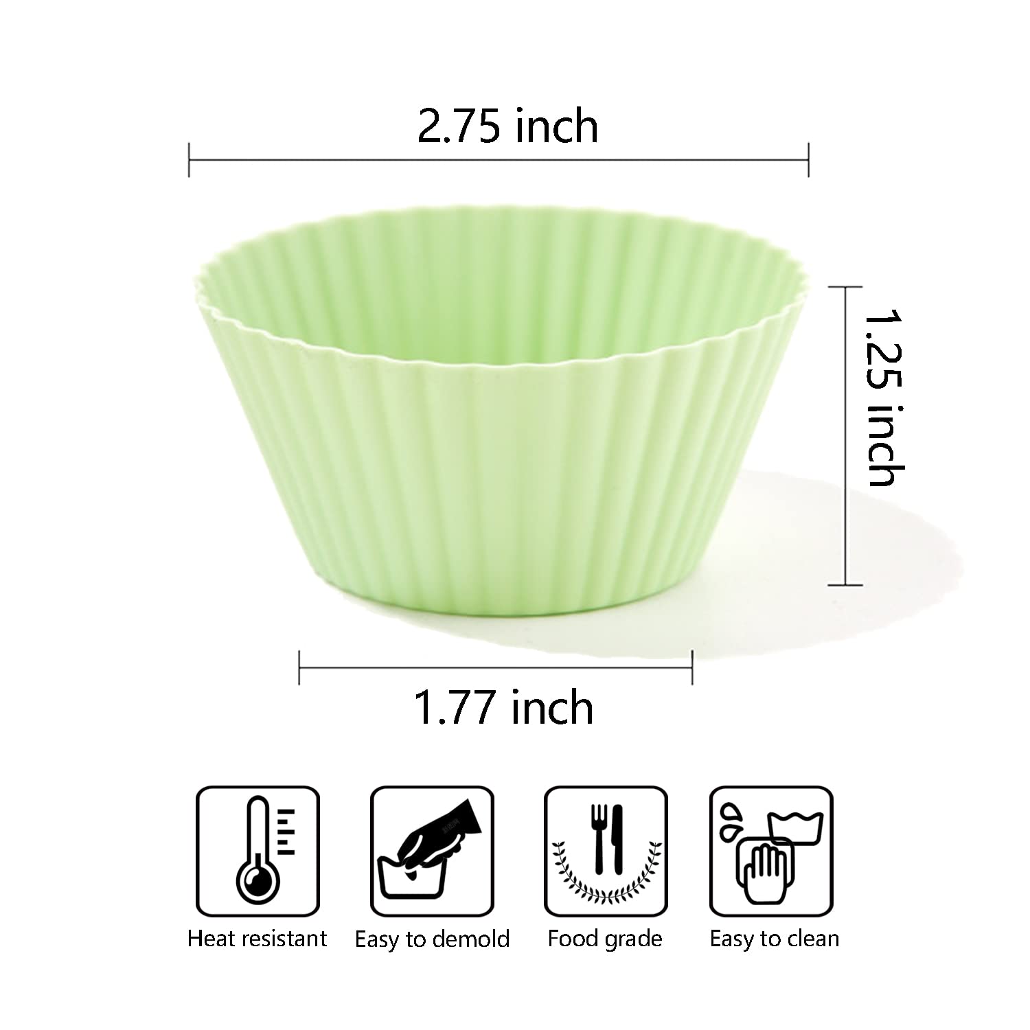 24 Pack Silicone Baking Cups Set, Reusable Nonstick Kitchen Muffin Cupcake Liners NonToxic BPA Free for Pudding Tart Bread Mousse Jelly for Holiday Party Thanksgiving Christmas(2.75