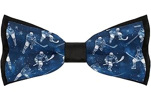 TZTTZT Blue Hockey Player Print Bow Ties for Men - Adjustable Men's Bowtie, Pre-tied Bow Ties for Men Wedding Party