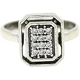 GILDORIA 925 Sterling Silver Cubic Zirconia Ring – Artisan Statement Jewelry - Handmade Cocktail or Promise Ring - Wedding Birthday Gift