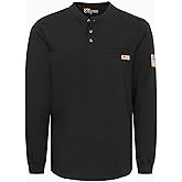 VATRENUS FR Shirt for Men Henley Midweight Utility Pocket Flame Resistant Long Sleeve Work Shirts NFPA2112 CAT2