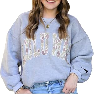 LULU MAC Camo Applique Sweatshirt Sweat Shirt T-Shirt - Adult