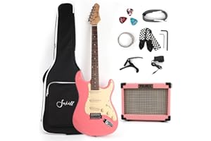 Fojill Full Size Beginner Kit Electric Guitar Guitars Set Starter Package with Amplifier, 600D Bag,Picks, Cable, Strap, Extra Strings