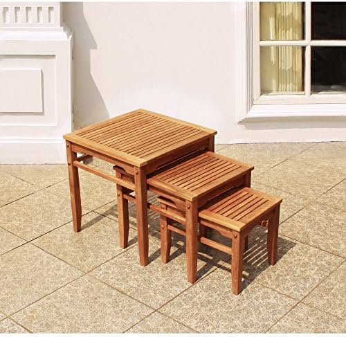 Crestwood Garden Collection 3-Pc. Teak Nesting Table Set IT-35083