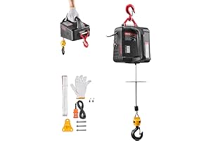 VEVOR 2-in-1 Electric Hoist Winch, 1100 lbs Capacity, 1500W Portable Power Winch Crane, 25 ft Lifting Height, 16.4 ft/min with Manual and Wired Remote Control for Factory, Warehouss, Garage