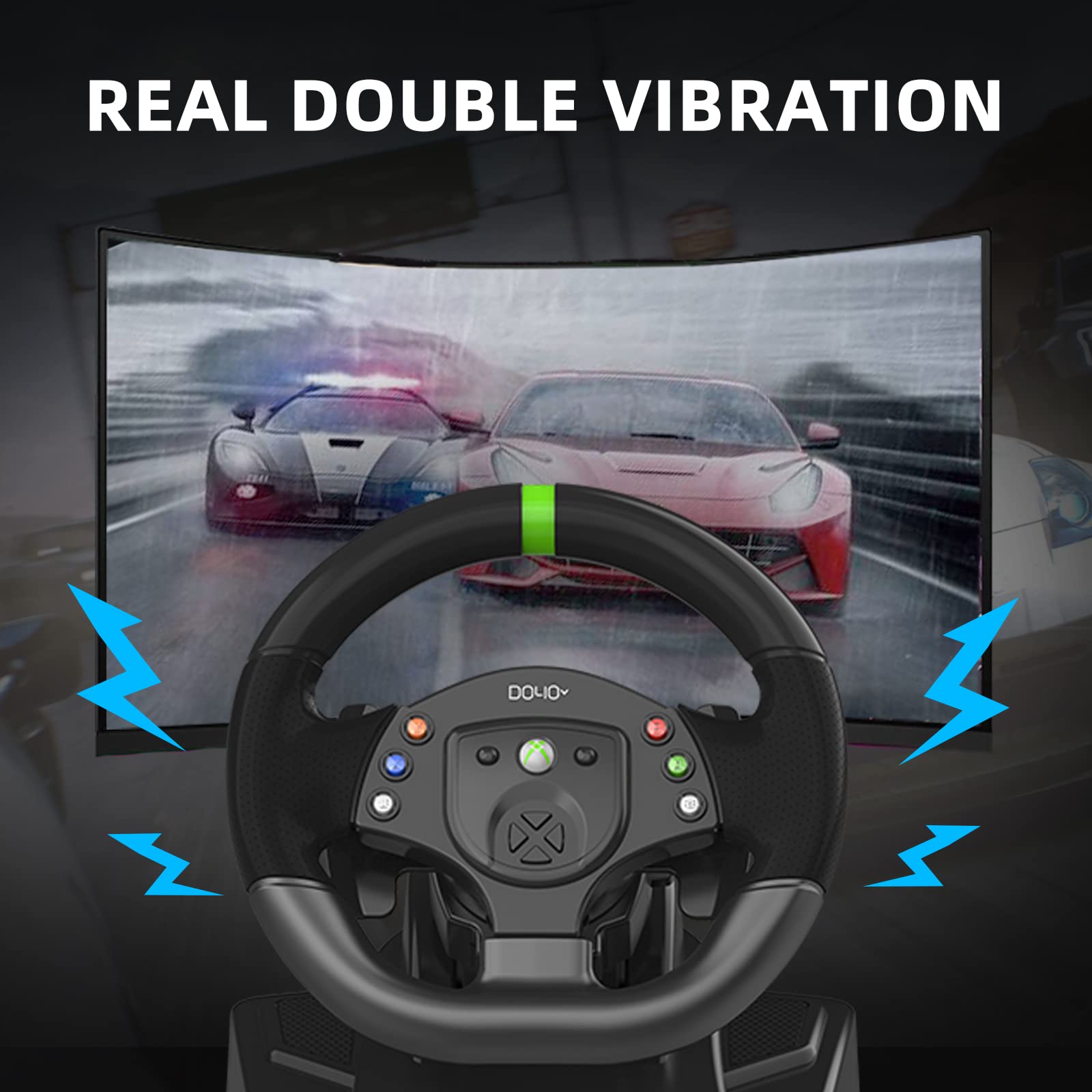 DOYO Gaming Steering Racing Wheel for Xbox 360, Volante para PC, 180 Degree Driving Wheels with pedals and Shifter for XBOX 360 / PS3 / PC/Switch/Android