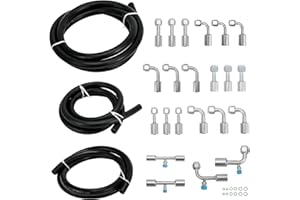 FQRANBO 25PCS Air Conditioning Hose & Fitting Kit, Universal Air Conditioning Extended Length Hoses Includes 6.5ft #6#8#10 AC Hoses and #6#8#10 AC Fittings