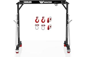 BSMTEK 2 Ton Adjustable Gantry Crane, 5000LBS Steel I-Beam Construction, Portable Design with 360°Locking Wheels,Gantry Crane Adjustable Height from 8.53-12.5ft for Workshop,Garage
