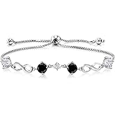 Gem Stone King Keren Hanan 925 Sterling Silver Women Adjustable Infinity Tennis Link Bracelet Round Black Diamond and Moissanite (2.17 Cttw)