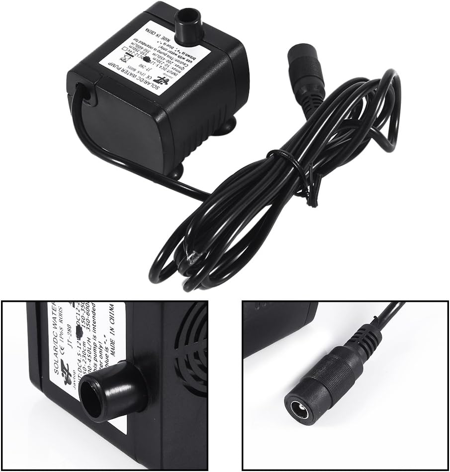Fdit DC 12V Solar Fountain Water Pump,420L/H Amphibious Water Features Pumb for Pet Fountain Aquarium Fish Tank, Pond - Image 4
