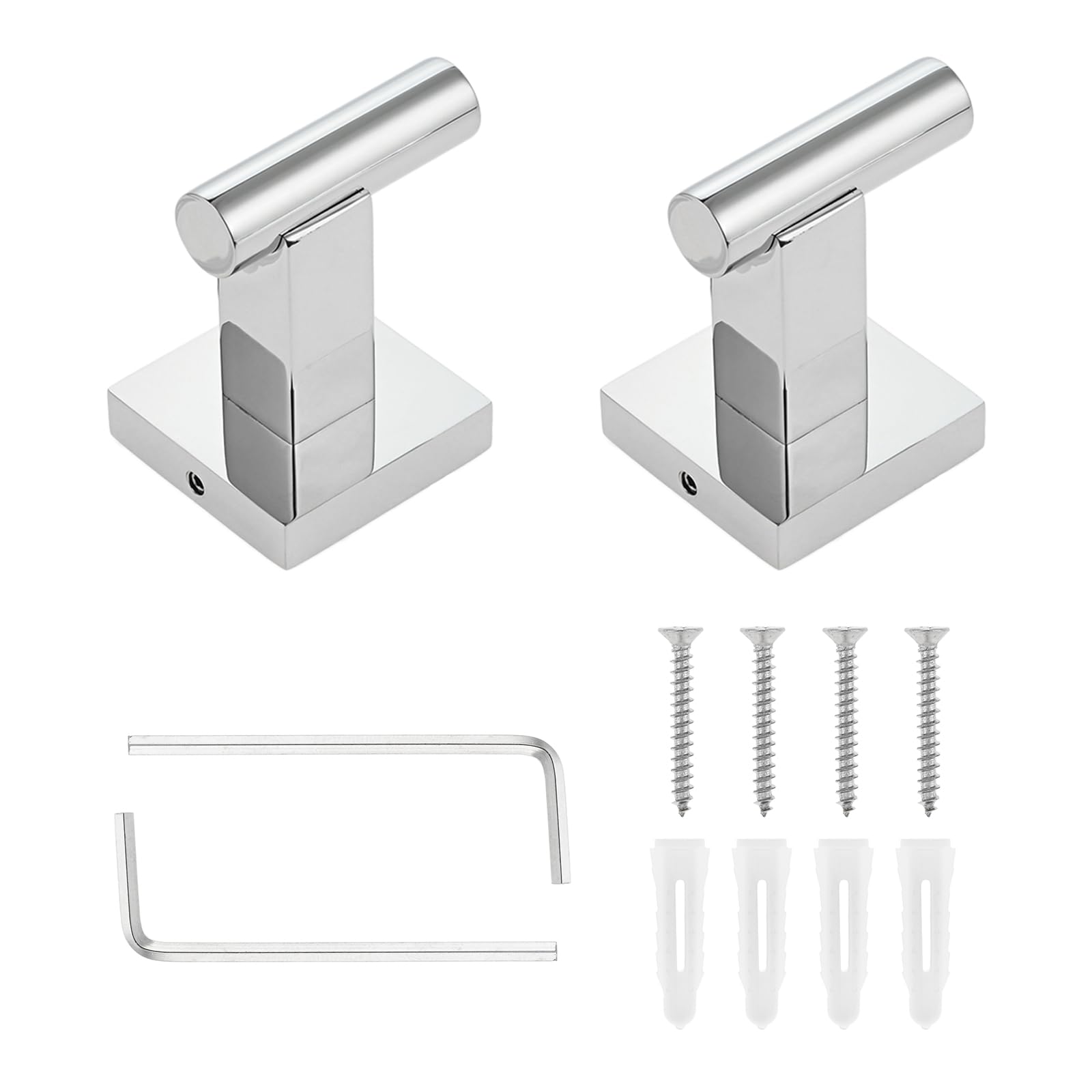 Bowarepro Robe Hook Bathroom Towel Coat Hooks, Bathroom Towel Hook Stainless Steel Wall Mounted Hooks Door Hanger for Bathroom Hotel (2PCS/Silver)