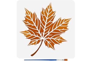 FINGERINSPIRE Maple Leaves Painting Stencils with Brush 11.8x11.8inch Plastic PET Realistic Maple Leaf Drawing Template Decorative Hollowed Autumn Theme Stencil for Painting on Wood Canvas Fabric