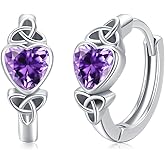 Celtic Knot Earrings Heart Hoops S925 Sterling Silver Irish Earrings Cartilage Hoop Earrings Small Hoop Earrings for Women