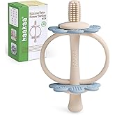 haakaa Silicone Baby Teether Toys,Nipple-Shaped End for Gum Massage,360° Baby Toothbrush Head for Self-Brushing Training,Easy