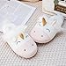 Women House Slippers Cute Pink Unicorn Fuzzy Memory Foam Cotton Shoes Gifts for Girls Men Anti-Slip Rubber Sole Fur Plush Shoes Gift for Kids Winter Warm Bedroom Home Indoor Outdoor